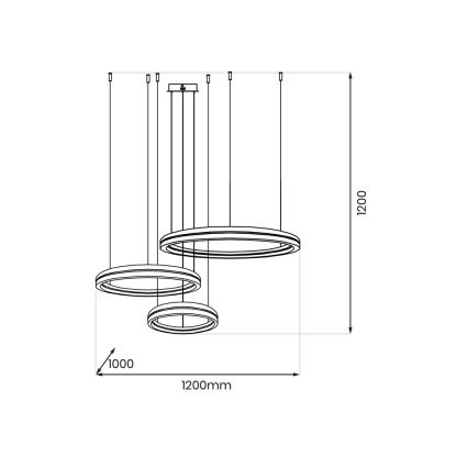 LED Pakabinamas sietynas GRAVITY LED/108W/230V juoda