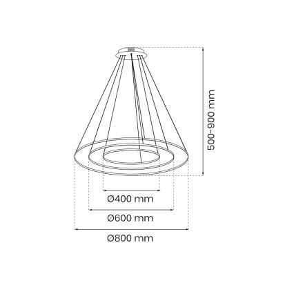 LED Pakabinamas sietynas HOOP LED/93W/230V diametras 60 cm 4000K juoda