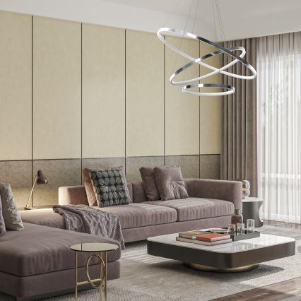 LED Pakabinamas sietynas HOOP LED/93W/230V diametras 80 cm 4000K blizgus chromas