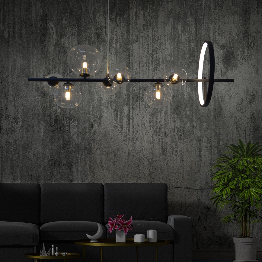 LED Pakabinamas sietynas HYBRID LED/15W/230V + 7xG9/6W 4000K juoda