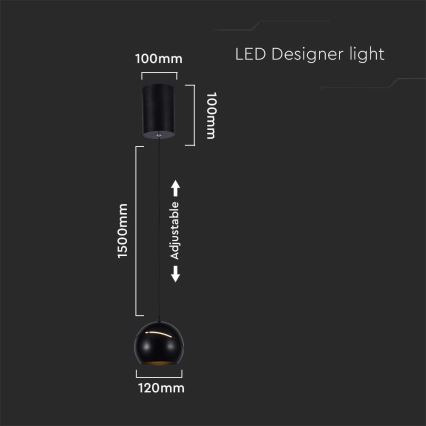 LED Pakabinamas sietynas jutiklinė LED/8,5W/230V 3000K juoda