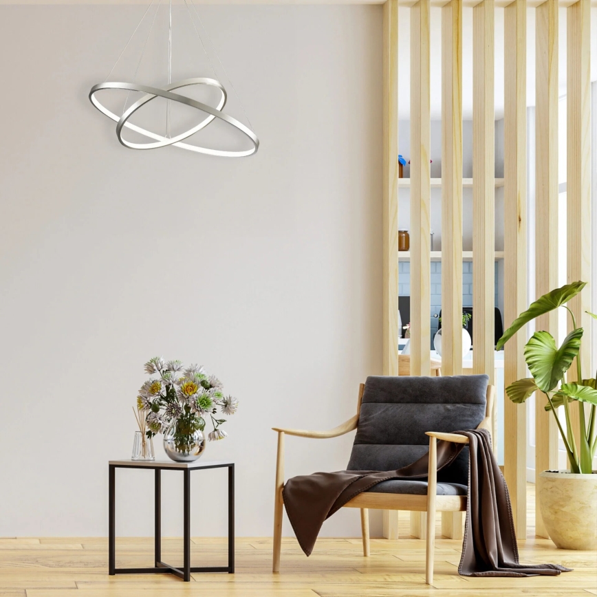 LED Pakabinamas sietynas LEA LED/35W/230V 4000K diametras 60 cm matinis chromas