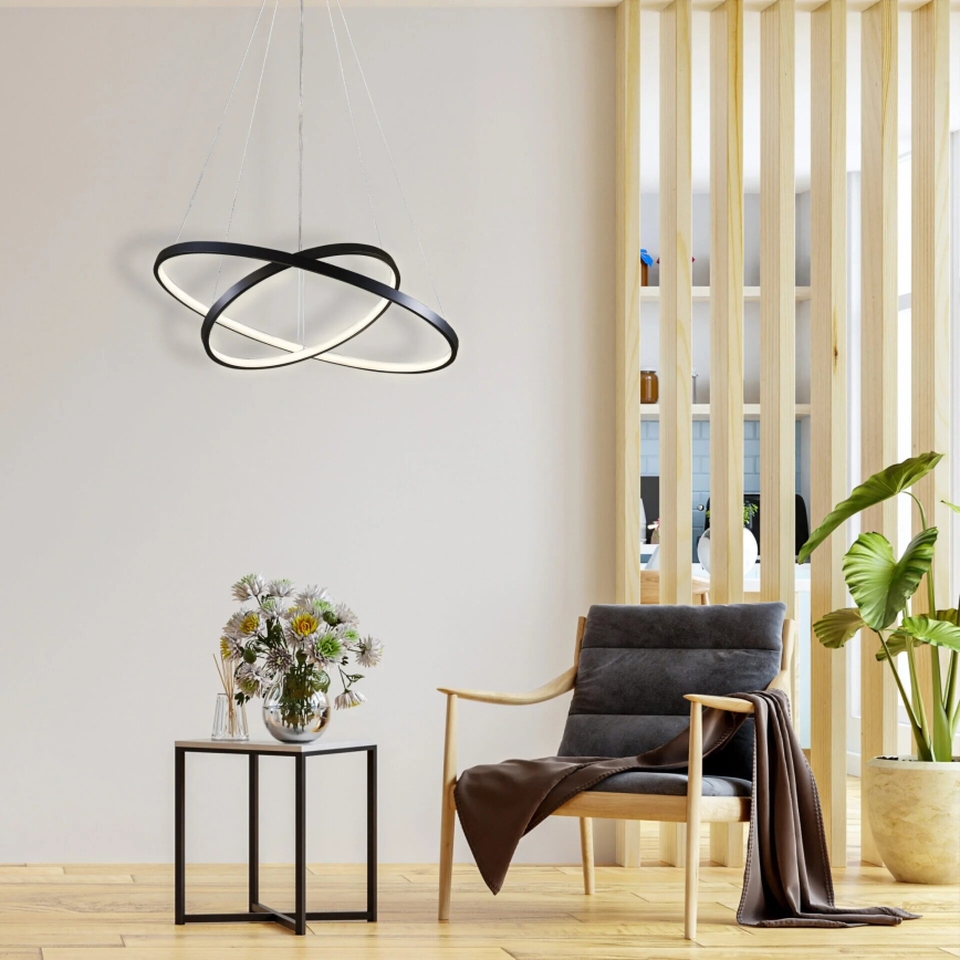 LED Pakabinamas sietynas LEA LED/35W/230V 4000K diametras 60 cm juoda