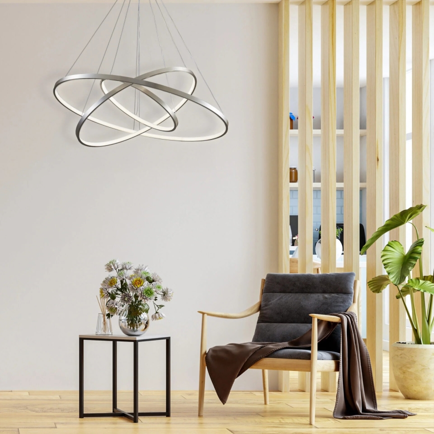 LED Pakabinamas sietynas LEA LED/60W/230V 4000K diametras 80 cm matinis chromas