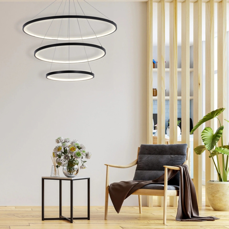 LED Pakabinamas sietynas LEA LED/60W/230V 4000K diametras 80 cm juoda