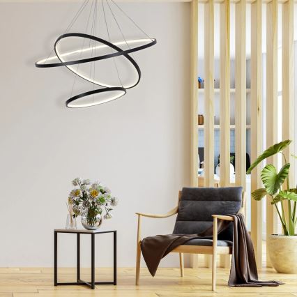 LED Pakabinamas sietynas LEA LED/60W/230V 4000K diametras 80 cm juoda