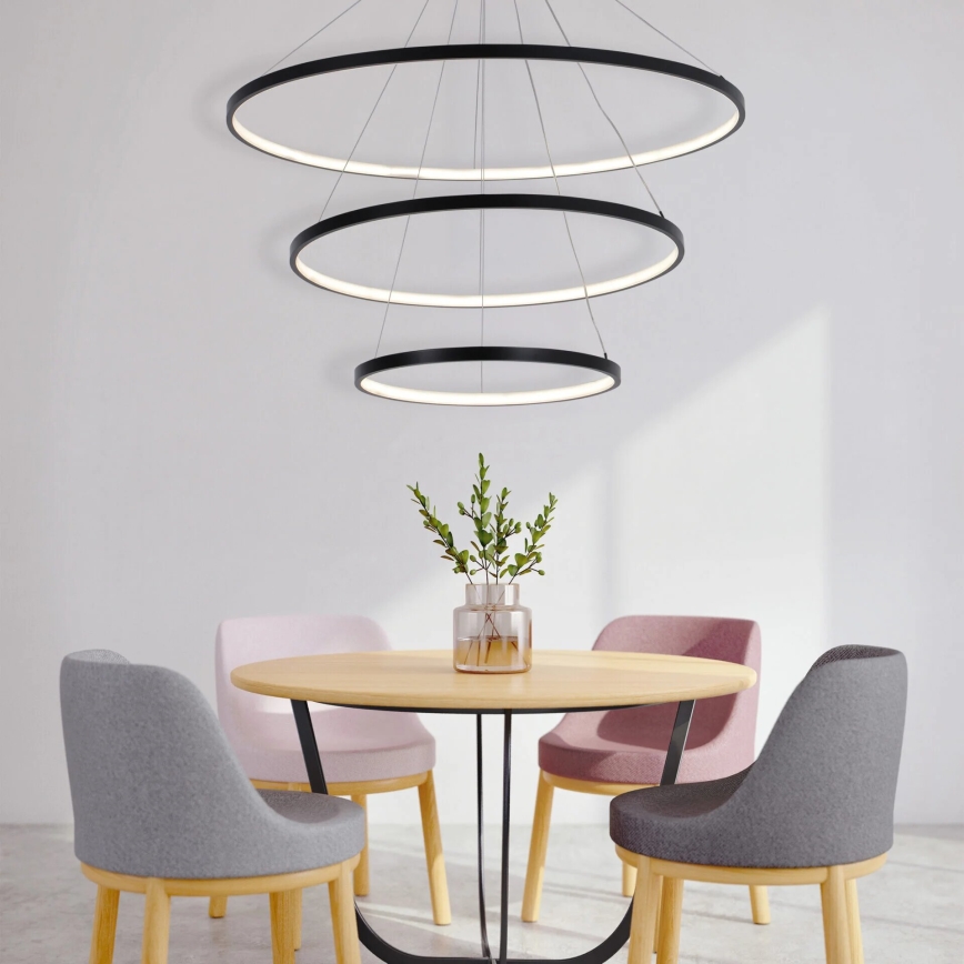 LED Pakabinamas sietynas LEA LED/60W/230V 4000K diametras 80 cm juoda