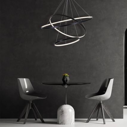 LED Pakabinamas sietynas LEA LED/60W/230V 4000K diametras 80 cm juoda