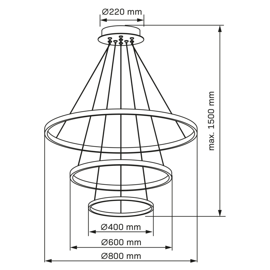 LED Pakabinamas sietynas LEA LED/60W/230V 4000K diametras 80 cm juoda