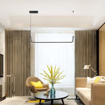LED Pakabinamas sietynas LED/12W/230V 4000K 90 cm juoda