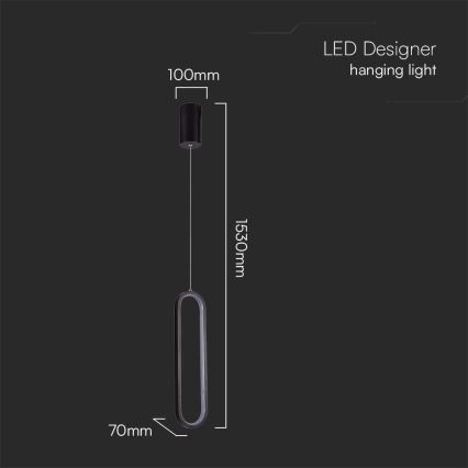 LED Pakabinamas sietynas LED/13W/230V 3000K juoda