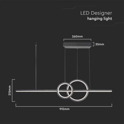 LED Pakabinamas sietynas LED/15W/230V 4000K juoda