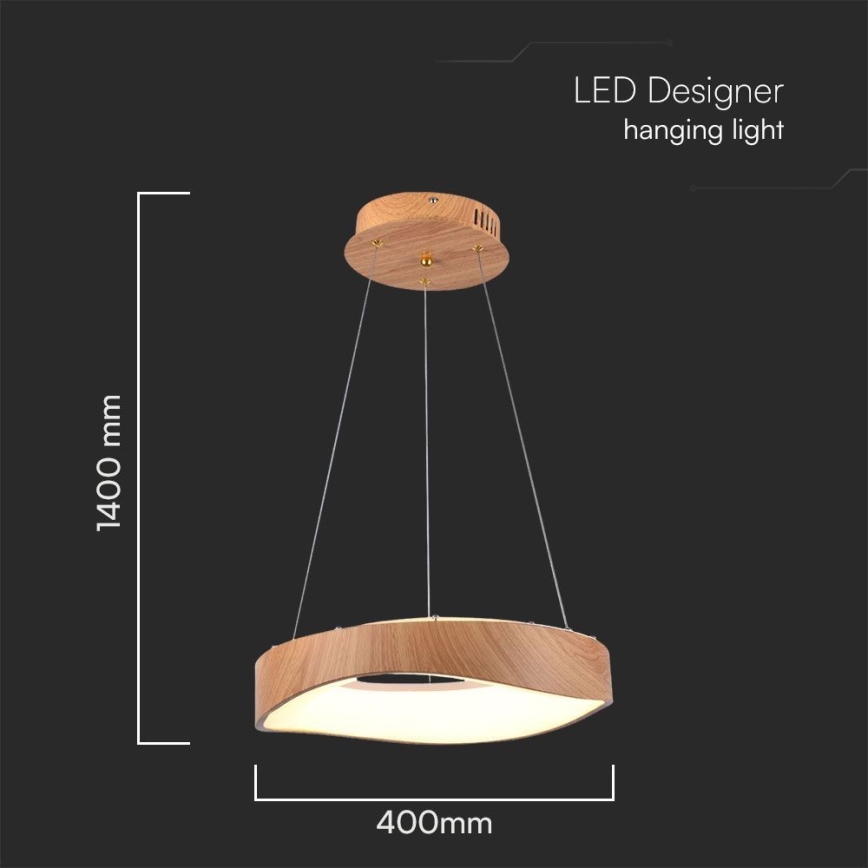 LED Pakabinamas sietynas LED/18W/230V 3000K ø 40 cm ruda