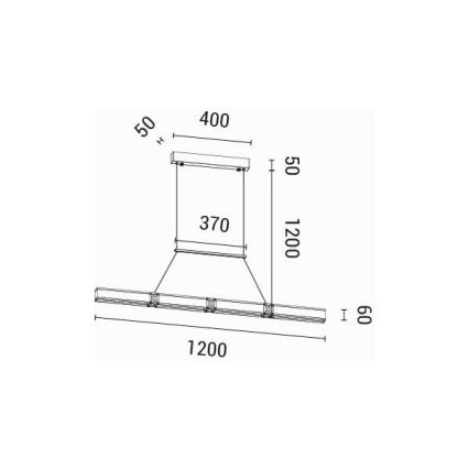 LED Pakabinamas sietynas LED/21W/230V 3000K 45x120 cm