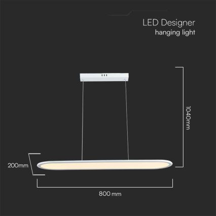 LED Pakabinamas sietynas LED/24W/230V 3000K balta