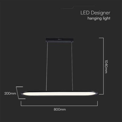 LED Pakabinamas sietynas LED/24W/230V 4000K juoda