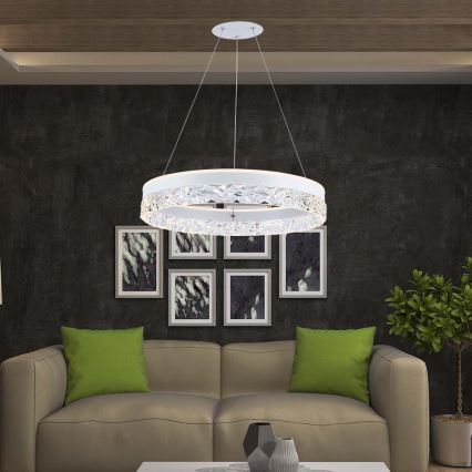 LED Pakabinamas sietynas LED/25W/230V 3000K diametras 50 cm balta