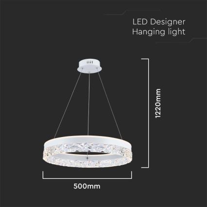 LED Pakabinamas sietynas LED/25W/230V 3000K diametras 50 cm balta