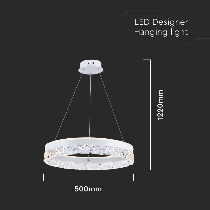 LED Pakabinamas sietynas LED/25W/230V 3000K diametras 50 cm balta