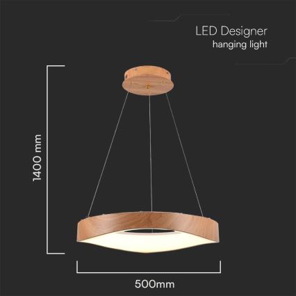 LED Pakabinamas sietynas LED/25W/230V 3000K ø 50 cm ruda