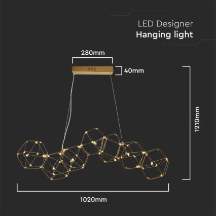 LED Pakabinamas sietynas LED/28W/230V 3000K auksas