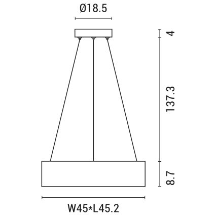 LED Pakabinamas sietynas LED/30W/230V 3000K 45x45 cm juoda