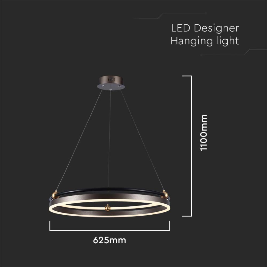 LED Pakabinamas sietynas LED/30W/230V 3000K diametras 62 cm ruda