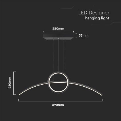 LED Pakabinamas sietynas LED/30W/230V 4000K 88 cm juoda