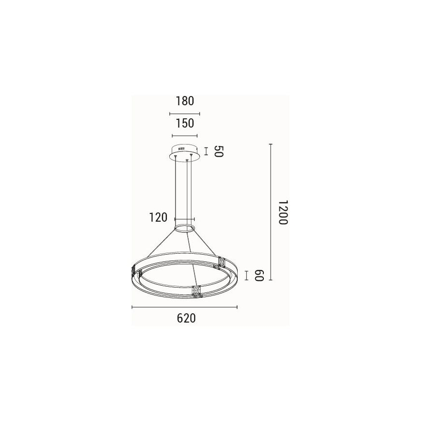 LED Pakabinamas sietynas LED/33W/230V 3000K 62x120 cm