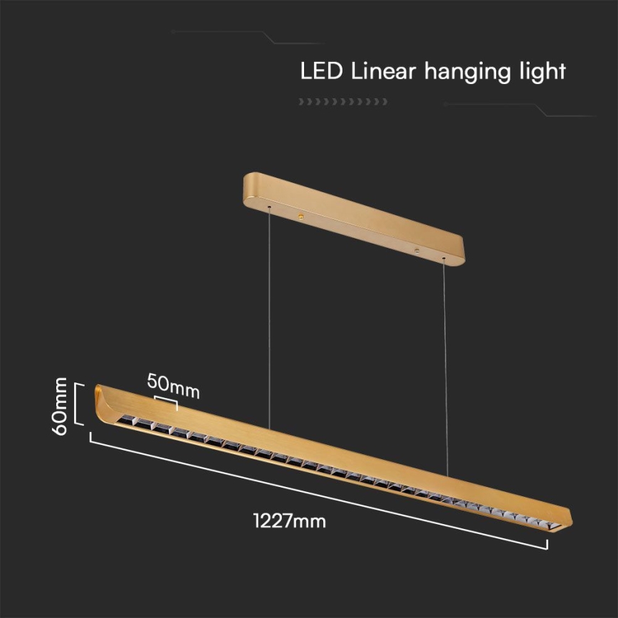 LED Pakabinamas sietynas LED/36W/230V 3000/4000/6400K auksas
