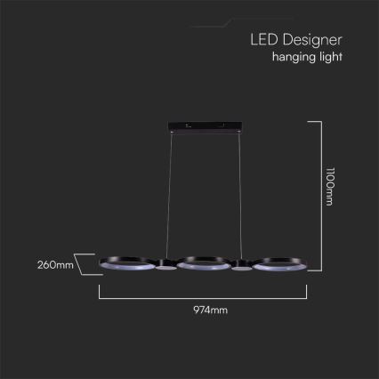 LED Pakabinamas sietynas LED/38W/230V 3000K juoda