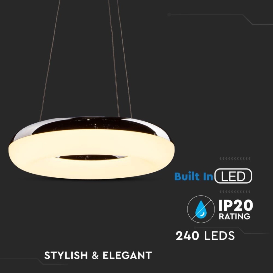 LED Pakabinamas sietynas LED/40W/230V 3000K diametras 40 cm blizgus chromas