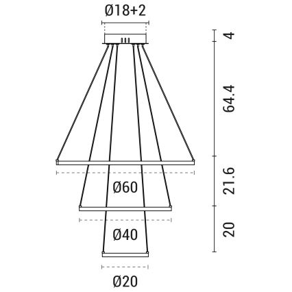 LED Pakabinamas sietynas LED/42W/230V 3000K juoda