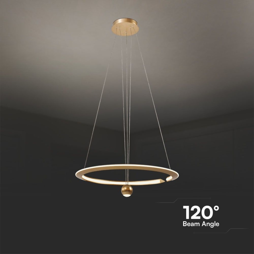 LED Pakabinamas sietynas LED/45W/230V 4000K diametras 62 cm auksas