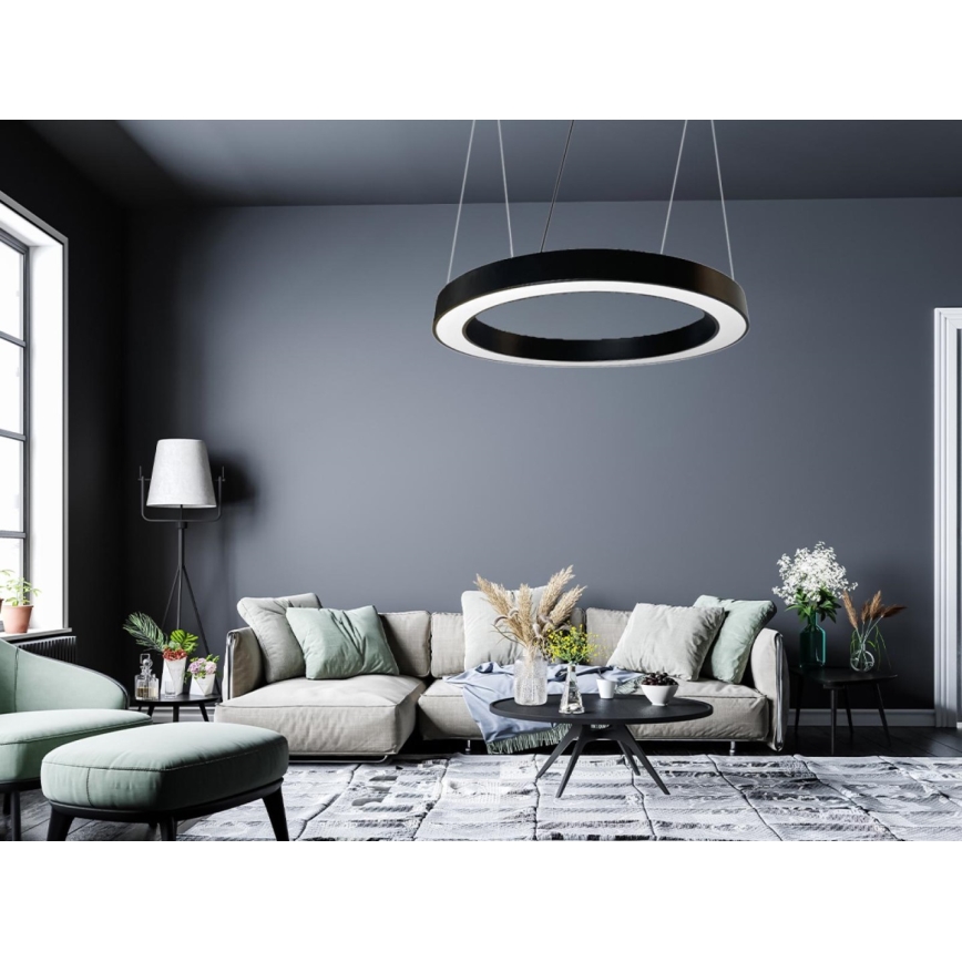 LED Pakabinamas sietynas LED/50W/230V 4000K diametras 100 cm juoda