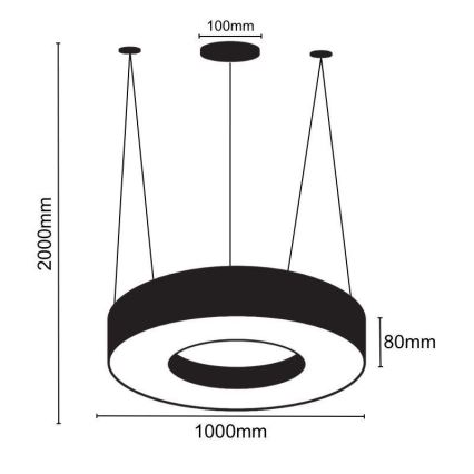 LED Pakabinamas sietynas LED/50W/230V 4000K diametras 100 cm juoda