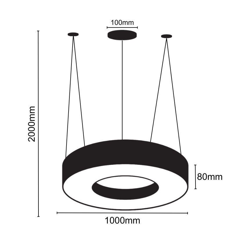 LED Pakabinamas sietynas LED/50W/230V 4000K diametras 100 cm juoda