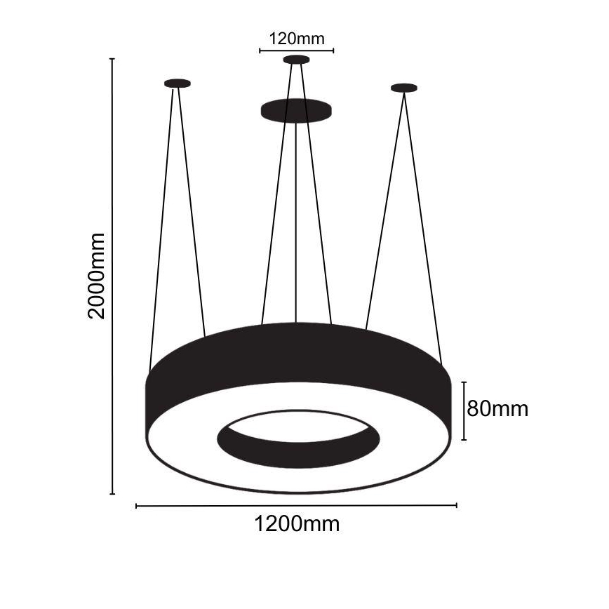 LED Pakabinamas sietynas LED/60W/230V 4000K diametras 120 cm juoda