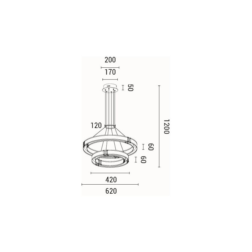LED Pakabinamas sietynas LED/62W/230V 3000K 62x120 cm