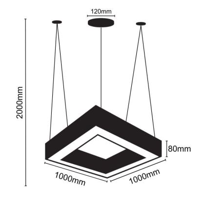 LED Pakabinamas sietynas LED/70W/230V 4000K 100x100 cm juoda