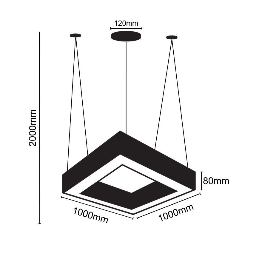 LED Pakabinamas sietynas LED/70W/230V 4000K 100x100 cm juoda