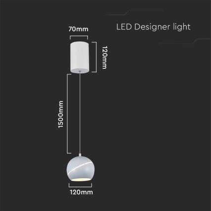 LED Pakabinamas sietynas LED/8,5W/230V 3000K balta