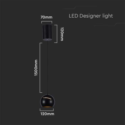 LED Pakabinamas sietynas LED/8,5W/230V 3000K juoda