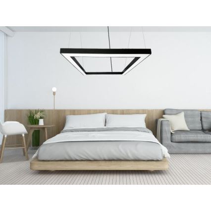 LED Pakabinamas sietynas LED/80W/230V 4000K 120x120 cm juoda