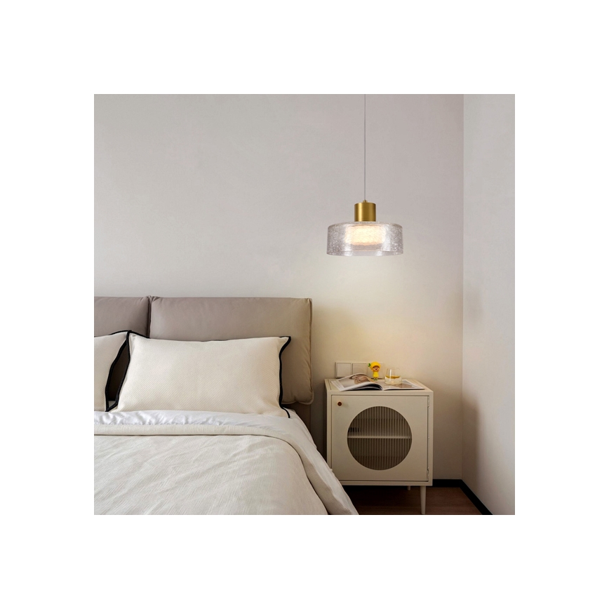 LED Pakabinamas sietynas LED/8W/230V 3000K auksas/permatoma pr. 20 cm