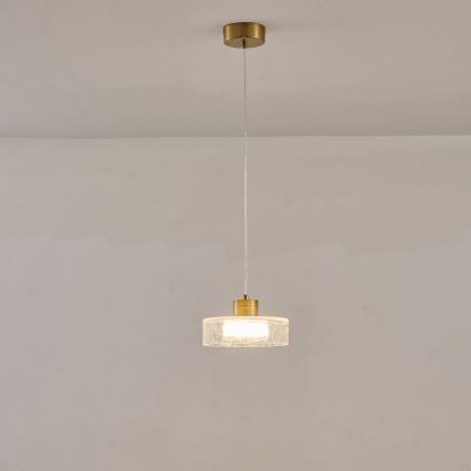 LED Pakabinamas sietynas LED/8W/230V 3000K auksas/permatoma pr. 20 cm