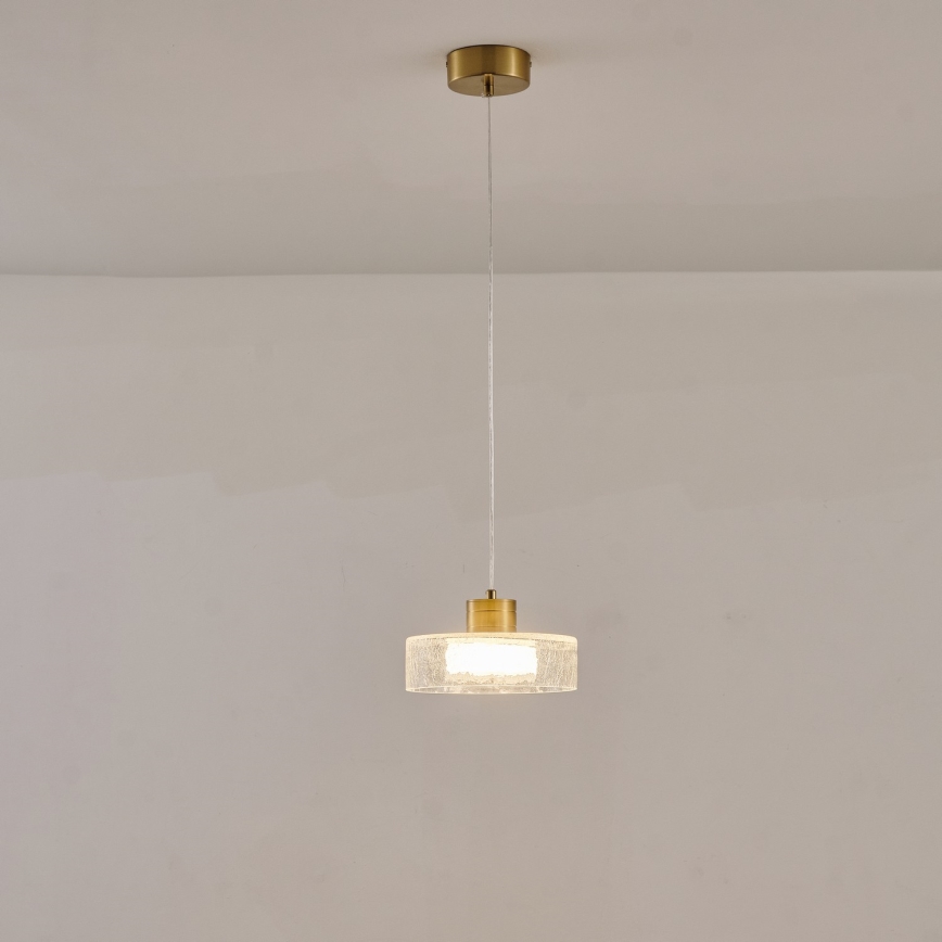 LED Pakabinamas sietynas LED/8W/230V 3000K auksas/permatoma pr. 20 cm
