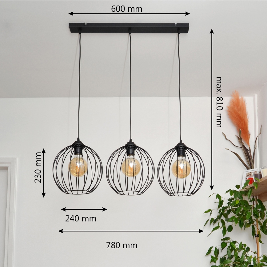 LED Pakabinamas sietynas MERCURE 3xE27/15W/230V