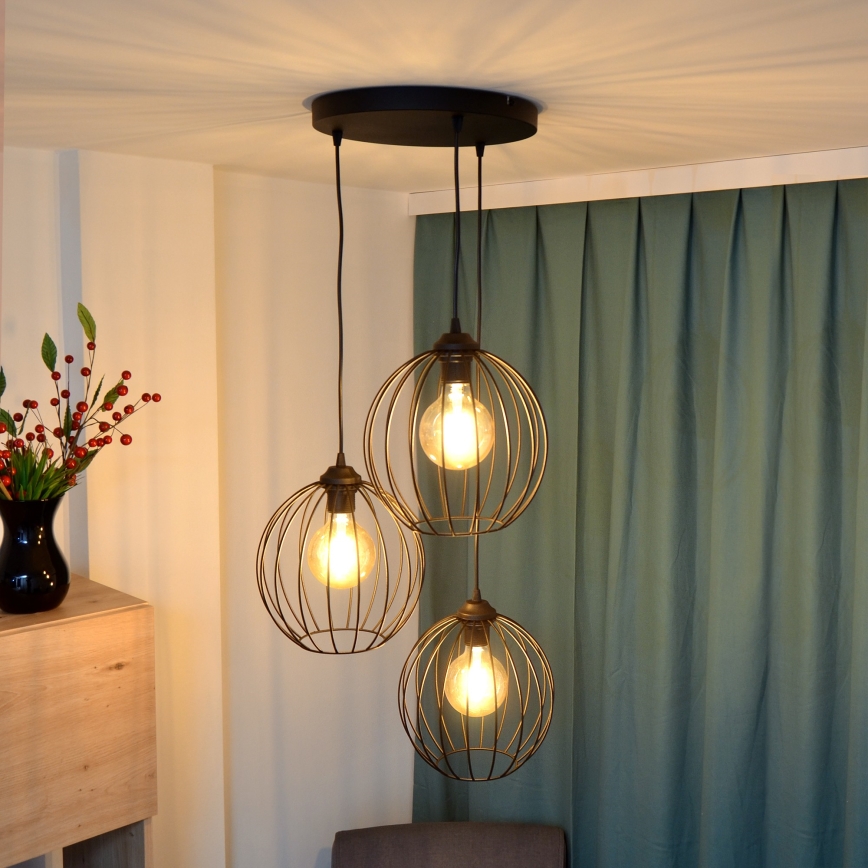 LED Pakabinamas sietynas MERCURE 3xE27/15W/230V ø 50 cm juoda