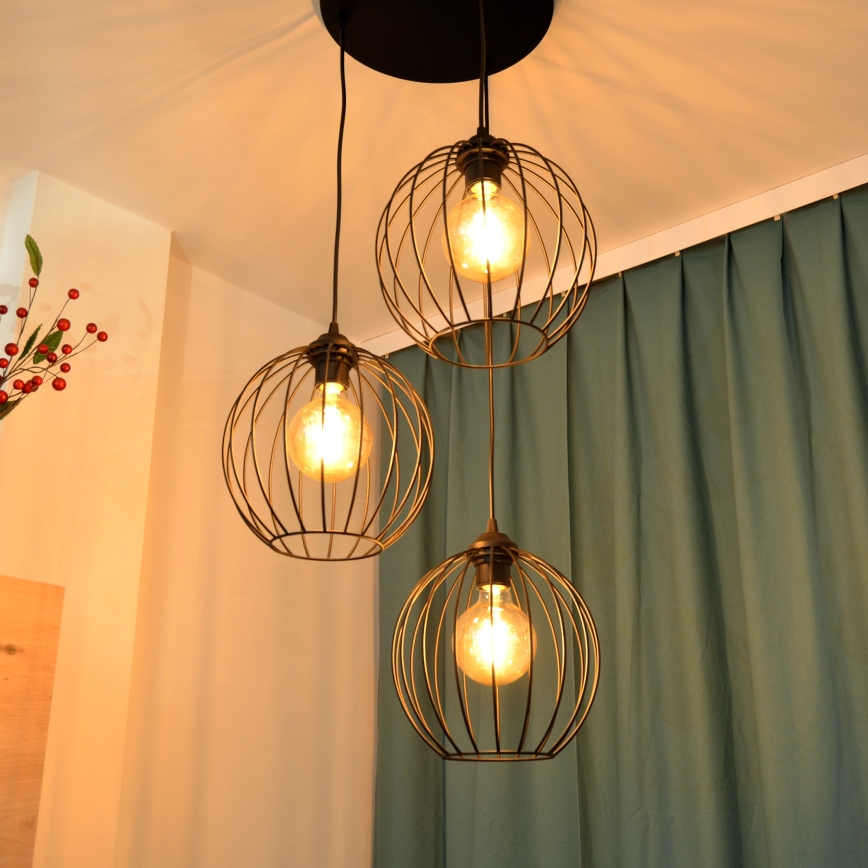 LED Pakabinamas sietynas MERCURE 3xE27/15W/230V ø 50 cm juoda